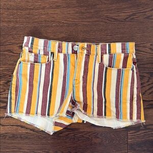 Frame Denim Yellow and Brown Jean Shorts Retro-Inspired